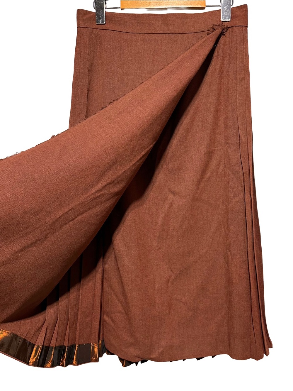 Vintage DOROTHY JEANNE Pleated Wrap Midi Skirt Copper Lagenlook Poetcore Western